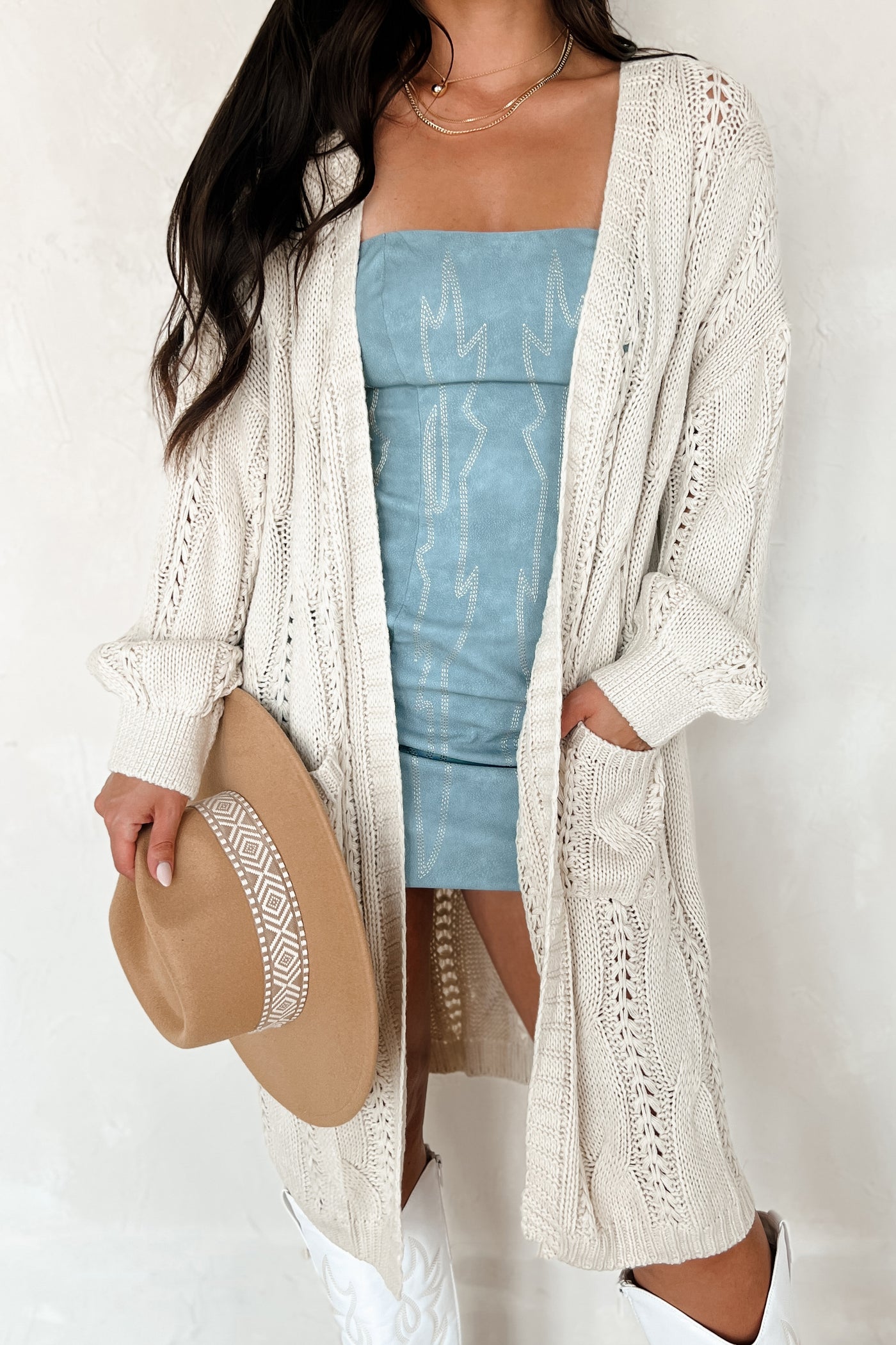 Find Your Purpose Cable Knit Long Cardigan (Natural) - NanaMacs