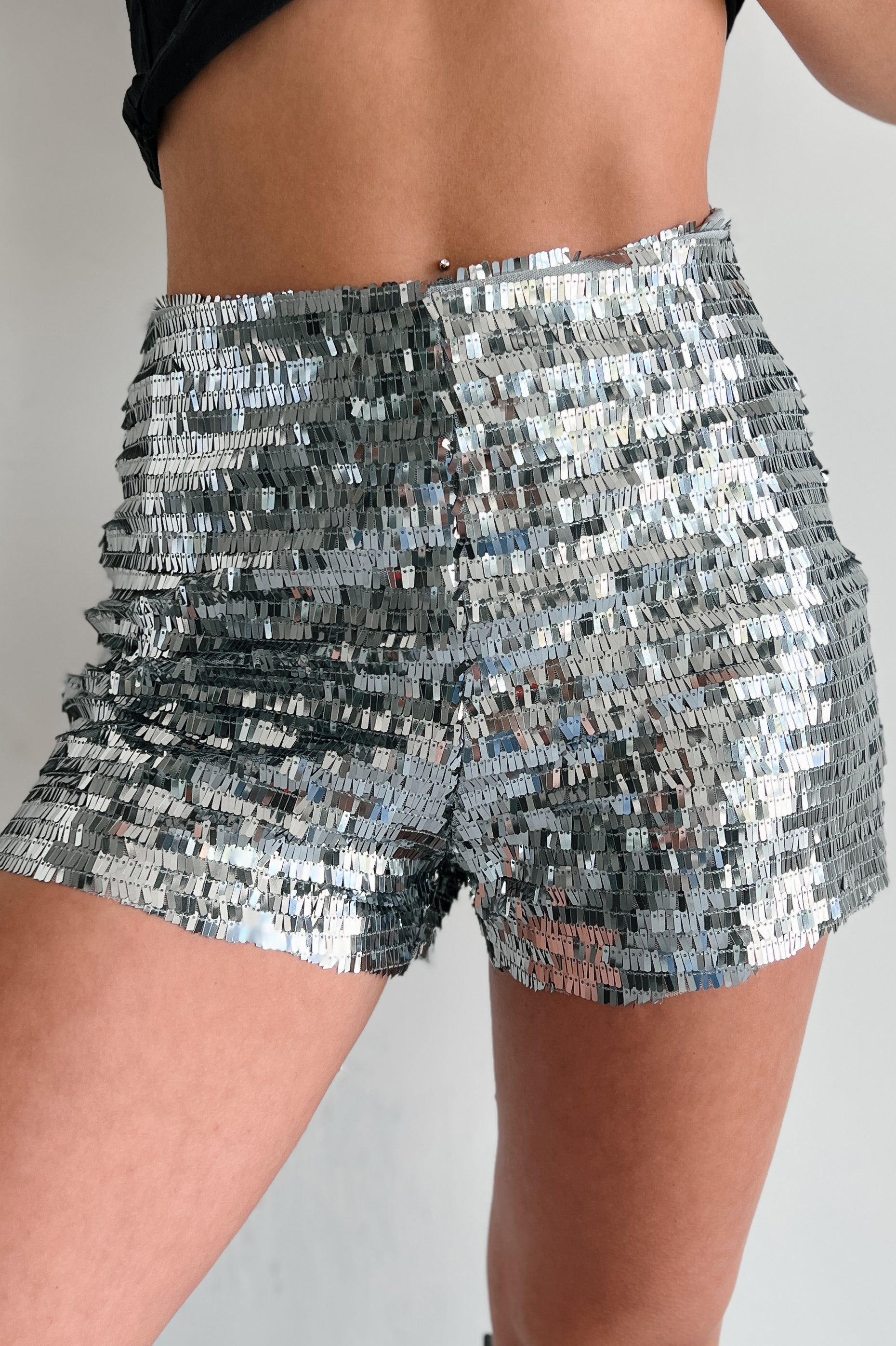 Party With Passion Sequin Shorts (Silver) - NanaMacs