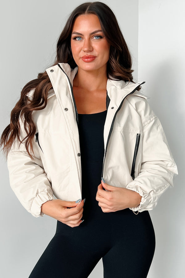 My New Normal Hooded Crop Jacket (Cream) - NanaMacs