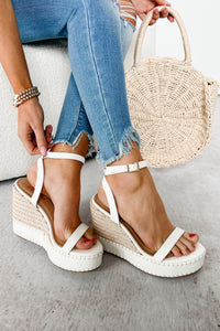 Lowen Espadrille Platform Wedge Sandals (White) - NanaMacs