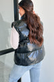 Put You In Your Place Patent Leather Puffer Vest (Black) - NanaMacs