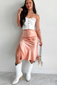 Charmed I'm Sure Satin Midi Skirt (Pink) - NanaMacs