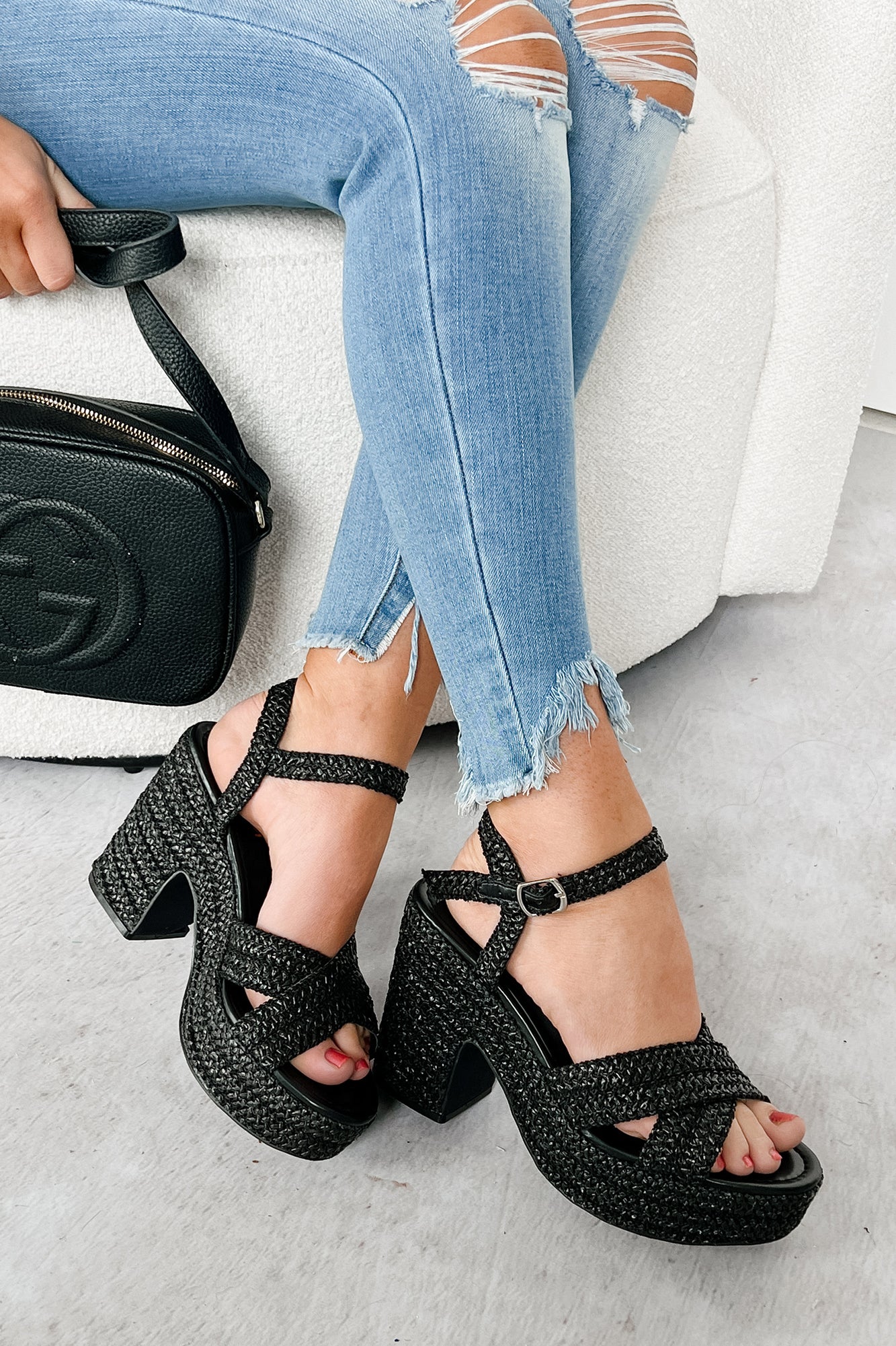 Feeling Dandy Chunky Heel Woven Sandals (Block) - NanaMacs