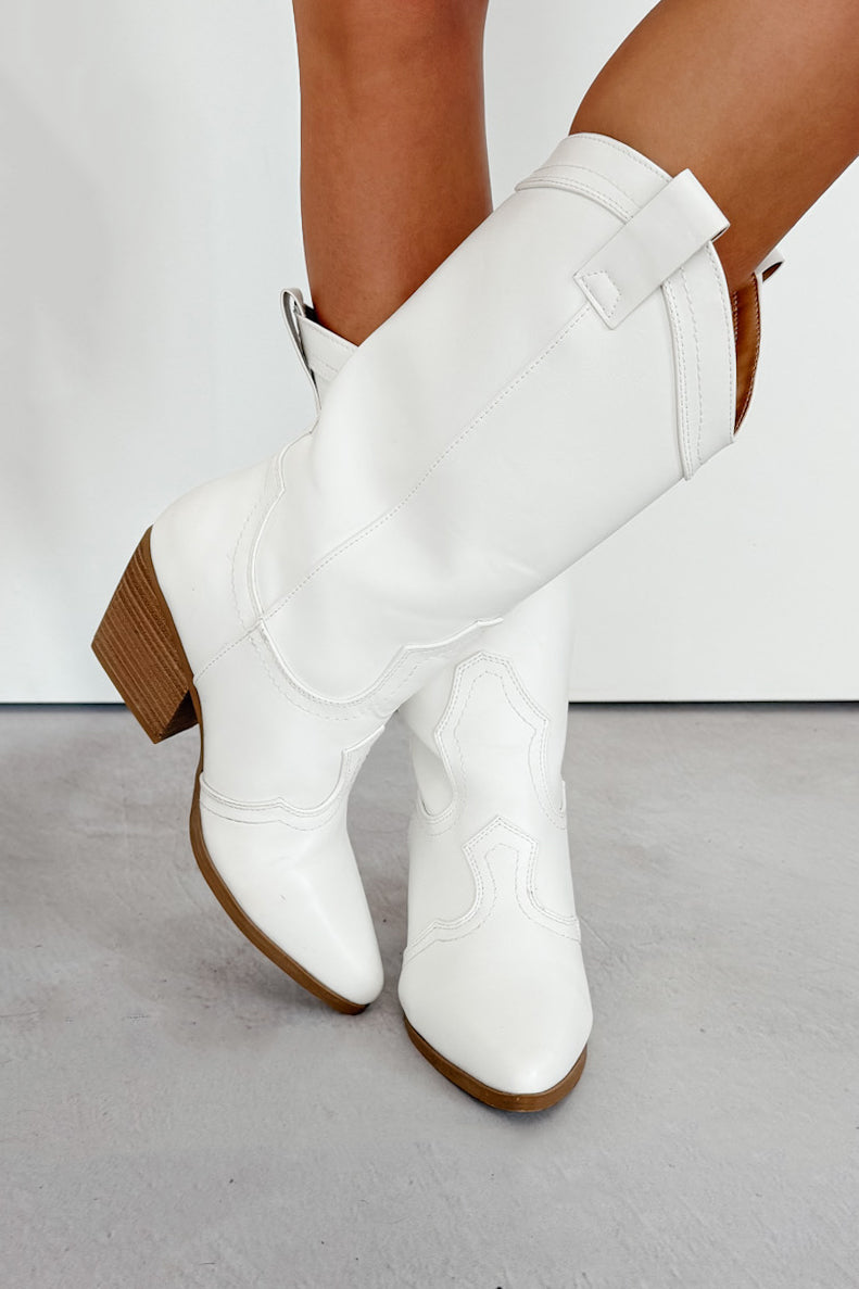 A League Of My Own Western Cowboy Boots (White) - NanaMacs