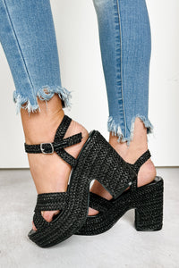 Feeling Dandy Chunky Heel Woven Sandals (Block) - NanaMacs