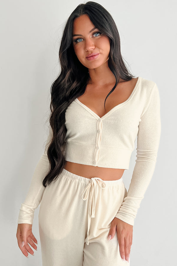 All Your Love Button Detail Long Sleeve Top (Cream) - NanaMacs