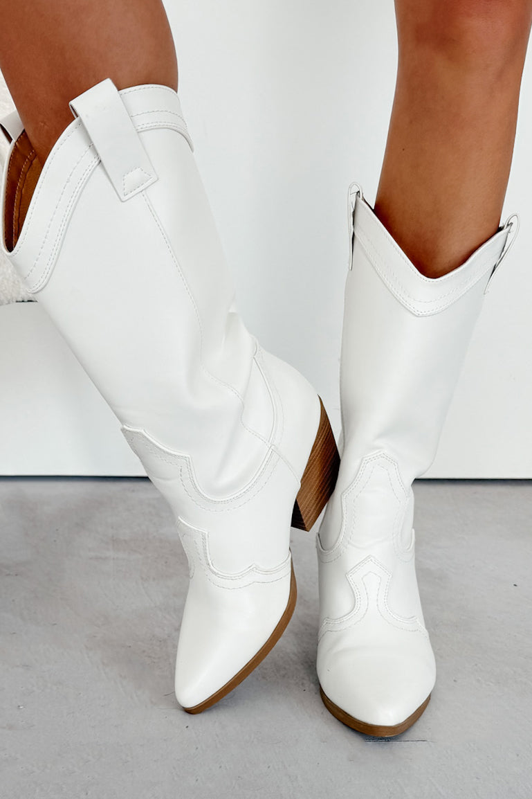 A League Of My Own Western Cowboy Boots (White) - NanaMacs