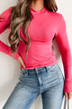 Doorbuster Been Awhile Mock Neck Long Sleeve Top (Fuchsia) - NanaMacs