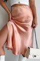 Charmed I'm Sure Satin Midi Skirt (Pink) - NanaMacs