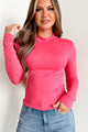 Doorbuster Been Awhile Mock Neck Long Sleeve Top (Fuchsia) - NanaMacs