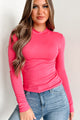 Doorbuster Been Awhile Mock Neck Long Sleeve Top (Fuchsia) - NanaMacs