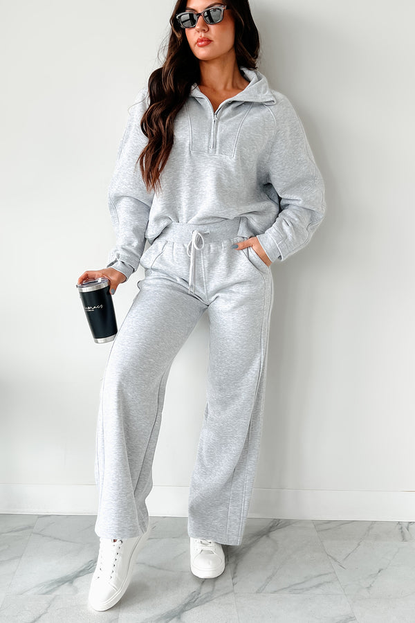 No Complaints Here Wide Leg Sweatpants (Heather Grey) - NanaMacs