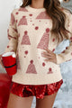 Love You Snow Much Printed Pom Sweater (Cream/Mauve) - NanaMacs