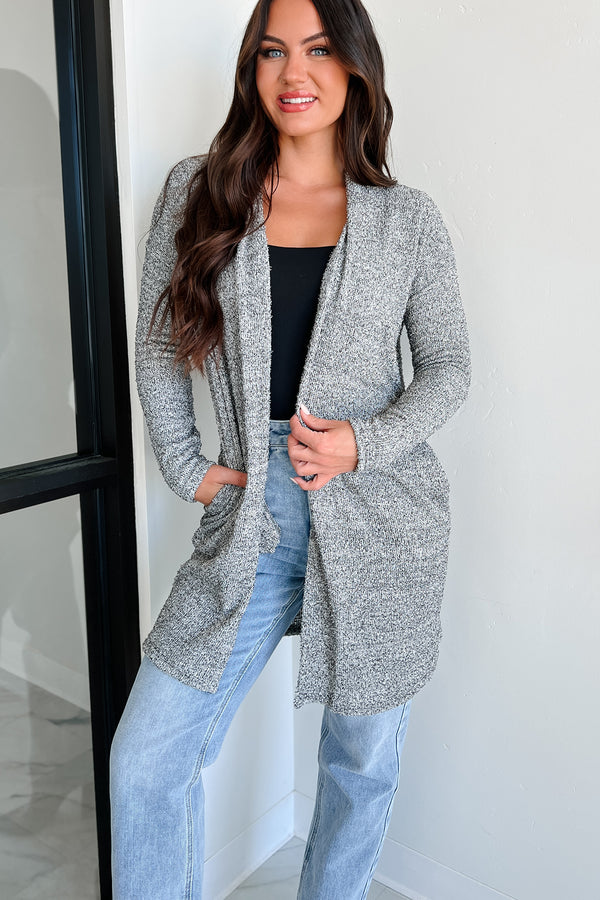 Snuggly Sundays Textured Knit Cardigan (2 Tone Black) - NanaMacs