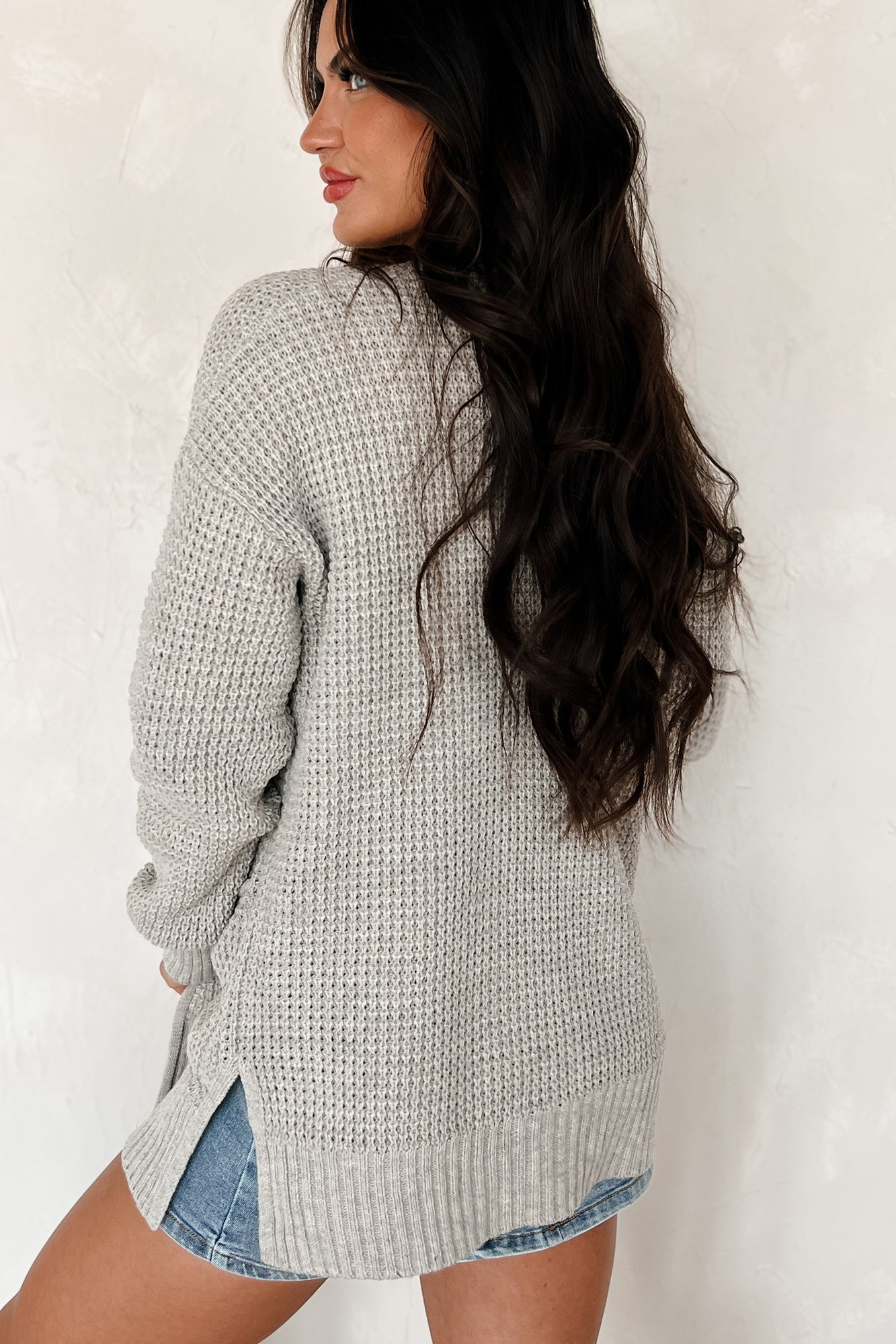 Cuddly Aesthetic Zenana Waffle Knit Cardigan (Heather Mocha) - NanaMacs