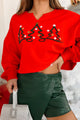 No Decorations Needed Cropped Christmas Tree Sweatshirt (Red) - NanaMacs