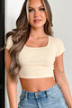 Doorbuster Playing On Repeat Square Neck Crop Tee (Cream) - NanaMacs