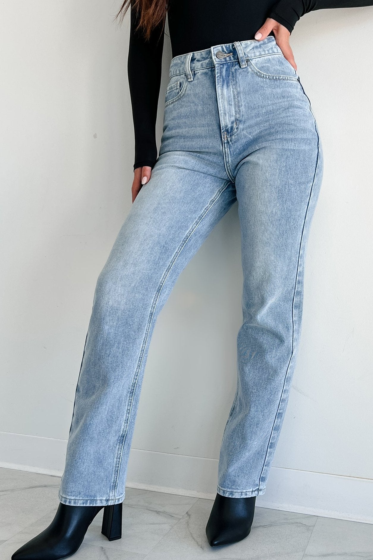 Sebastian High Rise Dogma Straight Leg Jeans (Light Wash) - NanaMacs