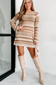 Looking Back Now Striped Sweater Dress (Taupe Multi) - NanaMacs