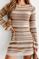 Looking Back Now Striped Sweater Dress (Taupe Multi) - NanaMacs