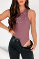 From Ordinary To Extraordinary Rhinestone Tank Bodysuit (Mulberry)