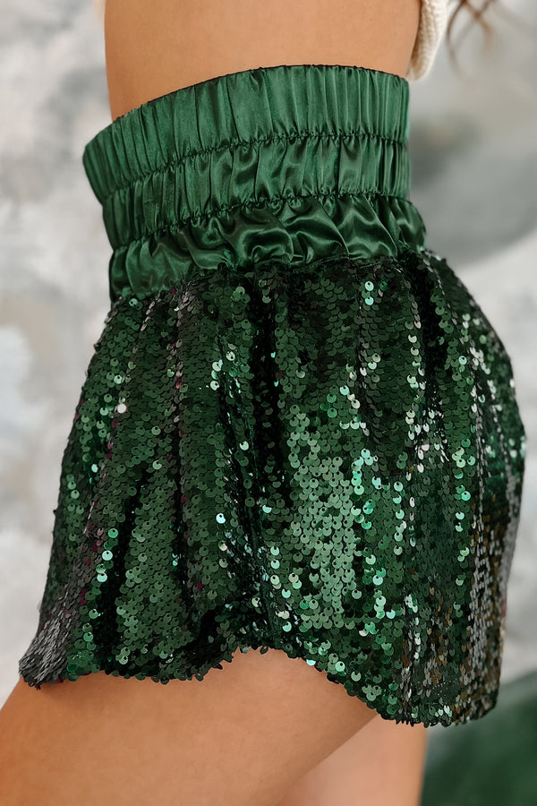 Party Phase Smocked Waist Sequin Skort (Green) - NanaMacs