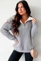 Study Buddy Oversized Quarter-Zip Sweater (Heather Grey) - NanaMacs