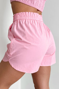 Leap Of Faith Elastic Waist Shorts (Pink) - NanaMacs