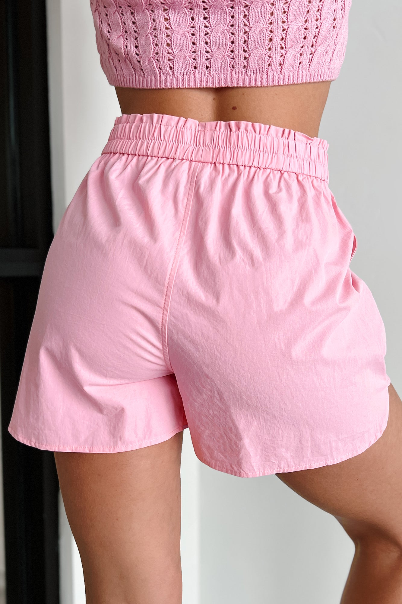 Leap Of Faith Elastic Waist Shorts (Pink) - NanaMacs