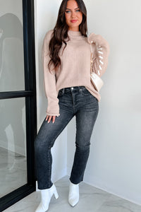 Anneith High Rise Sneak Peek Straight Leg Jeans (Grey) - NanaMacs