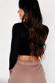 Aimless Exploration Long Sleeve Crop Top (Black)