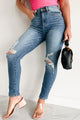 Doorbuster Ryan High Rise Distressed Sneak Peek Skinny Jeans (Denim) - NanaMacs