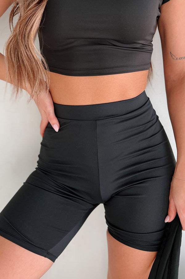 Hustle For The Muscle High Waist Biker Shorts (Black) - NanaMacs