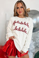 "Falala" Cable Knit Graphic Sweater (Ivory) - NanaMacs