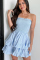 Creating Memories Smocked Ruffle Mini Dress (Chambray) - NanaMacs