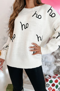 Rebel Without A Claus Oversized Holiday Sweater (Ivory) - NanaMacs