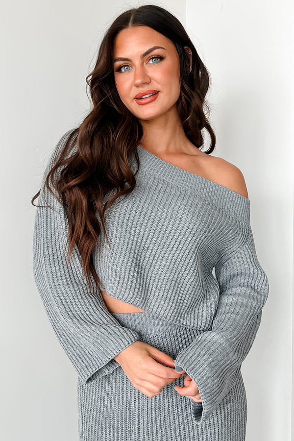 Something To Remember Off The Shoulder Sweater (Heather Grey) - NanaMacs