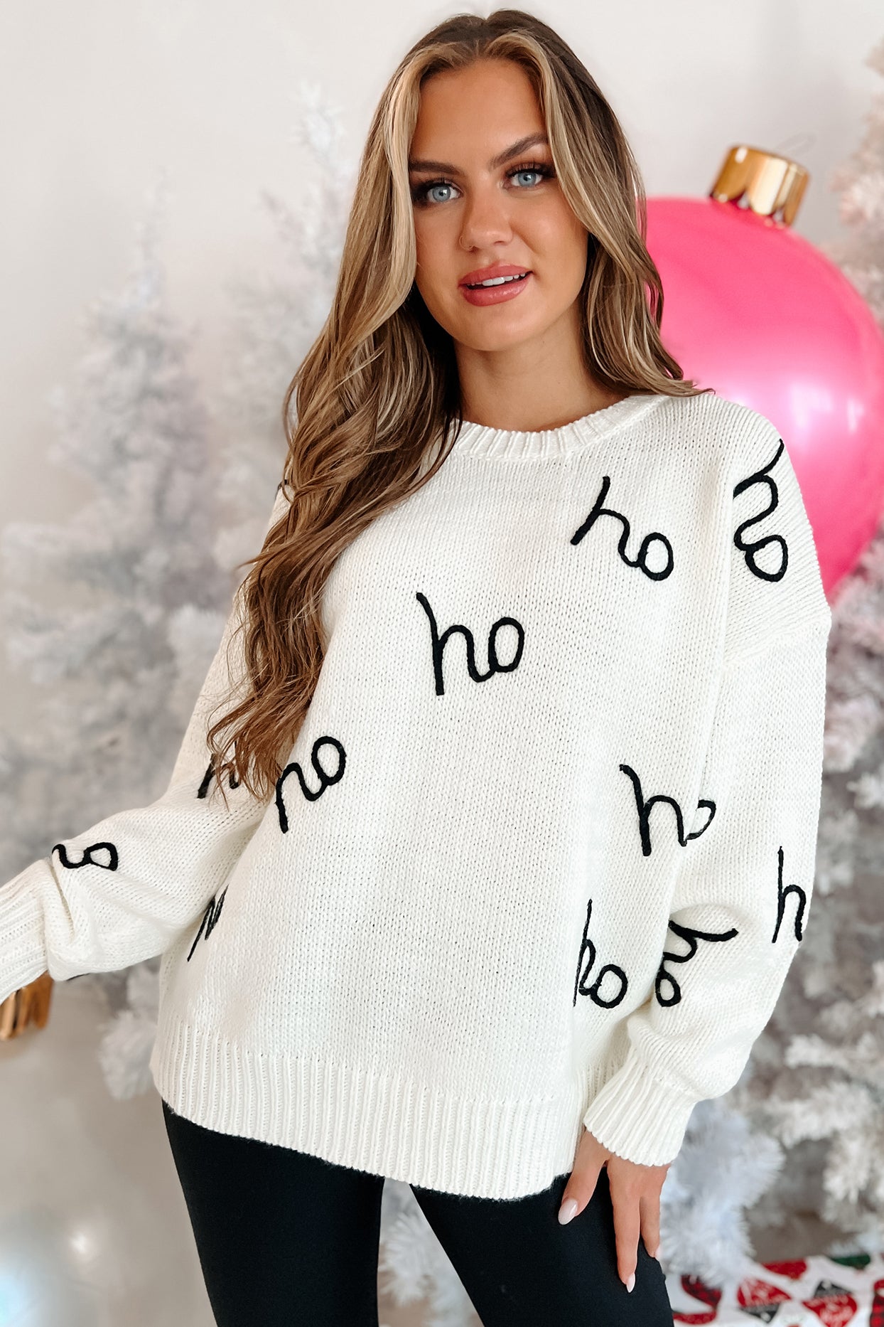 Rebel Without A Claus Oversized Holiday Sweater (Ivory) - NanaMacs