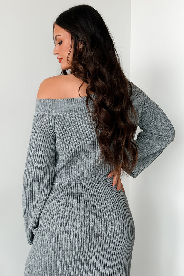 Something To Remember Off The Shoulder Sweater (Heather Grey) - NanaMacs