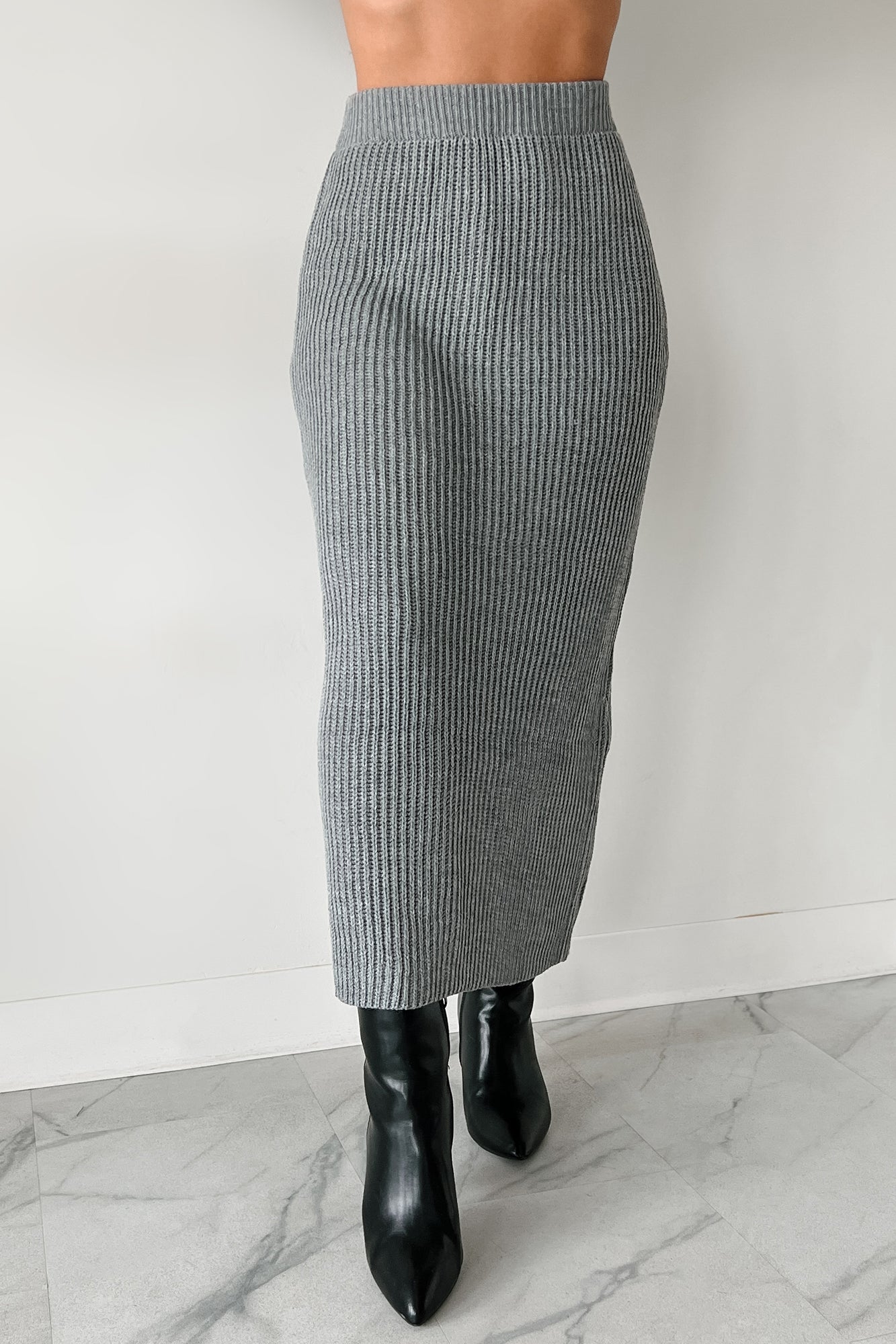 Wish I Could Sweater Knit Long Skirt (Heather Grey) - NanaMacs