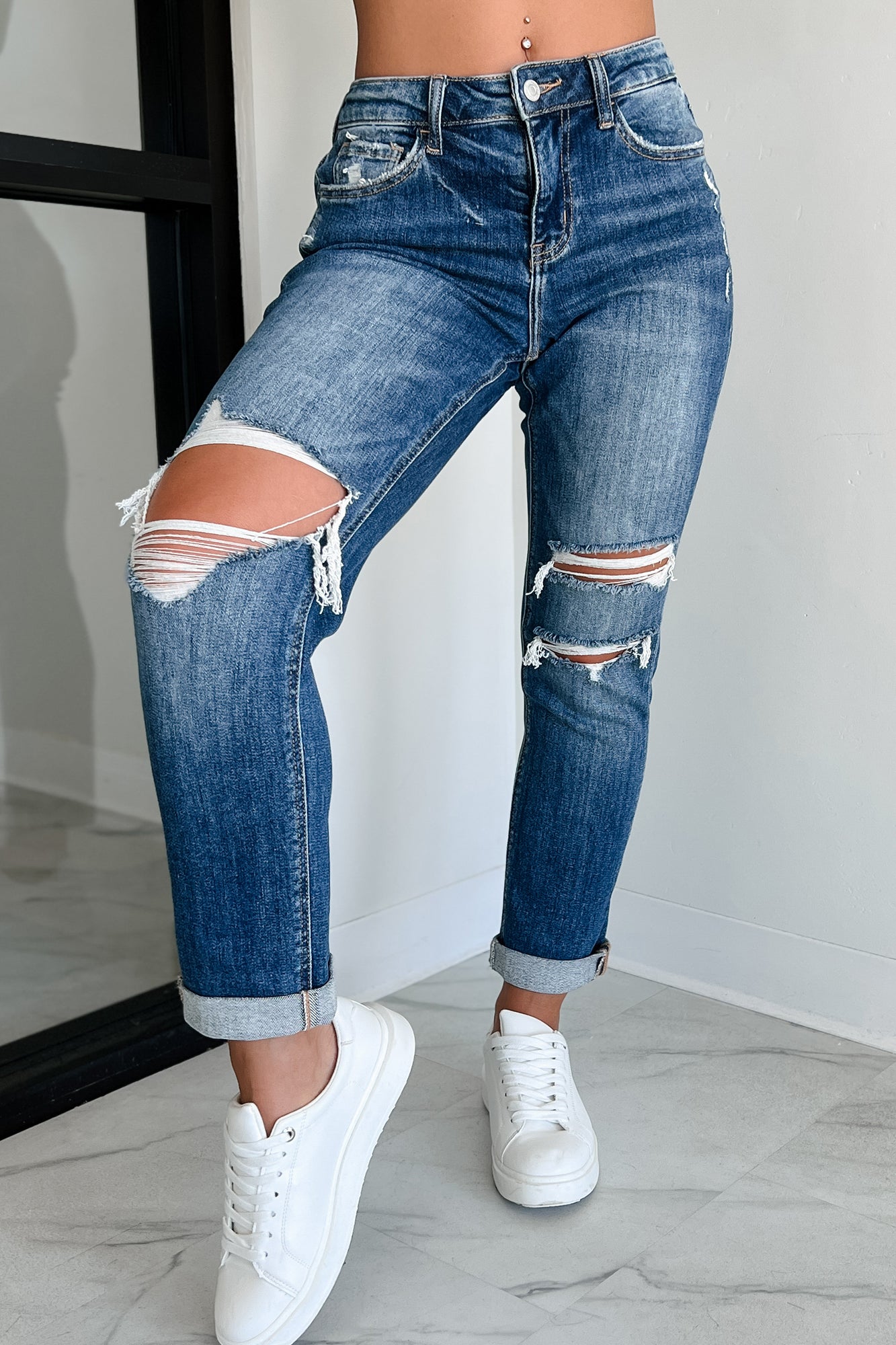 Brent Mid-Rise Distressed Flying Monkey Boyfriend Jeans (Medium)