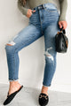 Doorbuster Ryan High Rise Distressed Sneak Peek Skinny Jeans (Denim) - NanaMacs