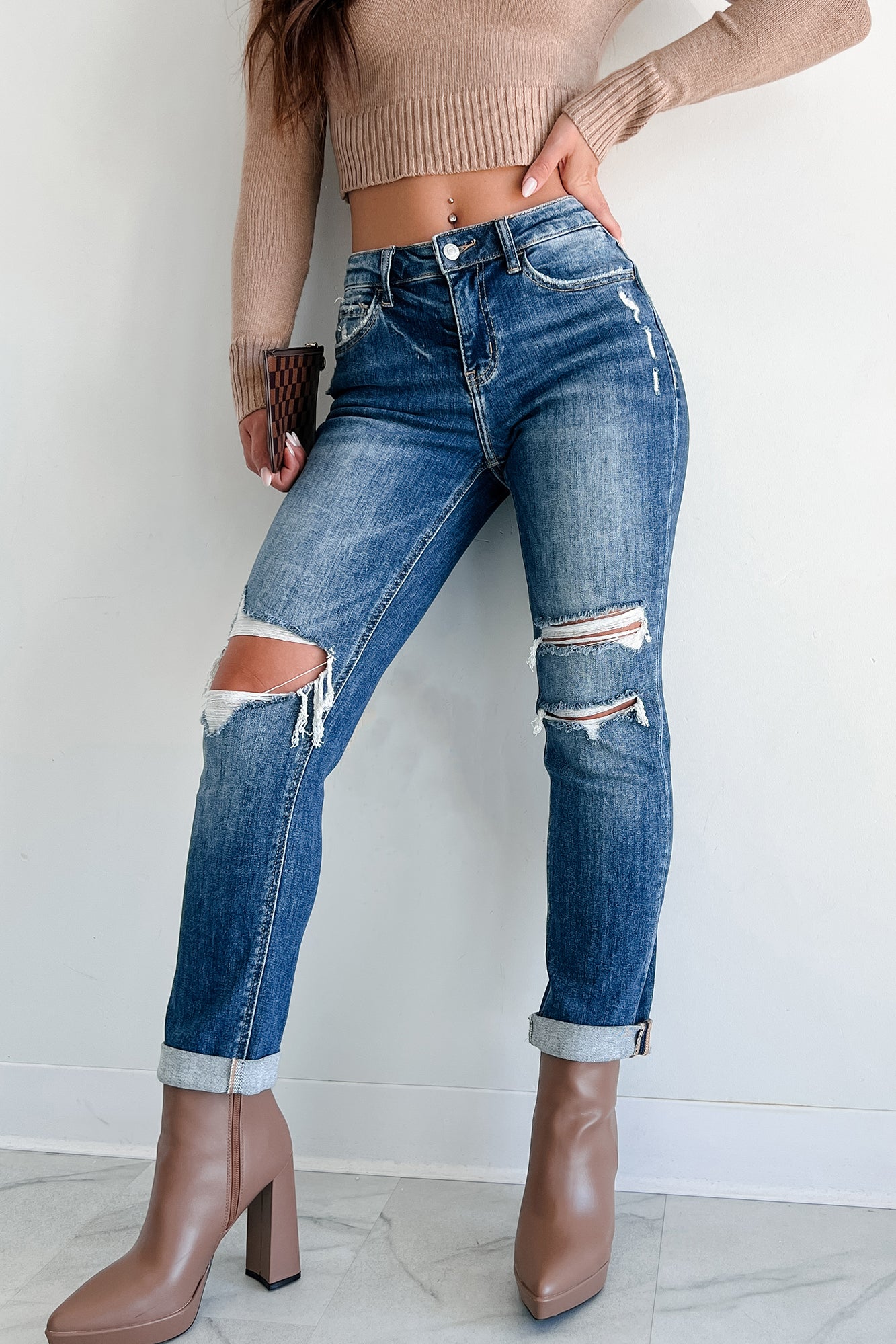 Brent Mid-Rise Distressed Flying Monkey Boyfriend Jeans (Medium) - NanaMacs