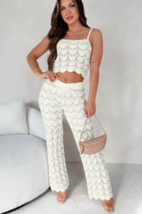 Going South Chevron Knit Crop Top (Ivory/Beige) - NanaMacs