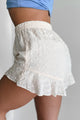 Summer Muse Eyelet Ruffle Hem Shorts (Light Sand) - NanaMacs