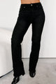 Elam Mid Rise Slim Straight Risen Jeans (Black) - NanaMacs