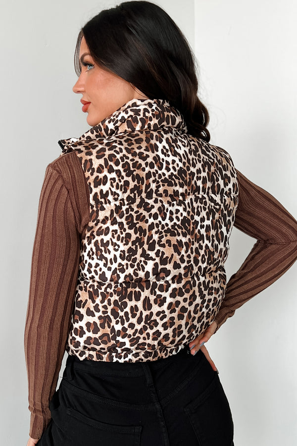 Wildest Dreams Leopard Print Puffer Vest (Camel) - Ships by 11/22 - NanaMacs