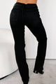 Elam Mid Rise Slim Straight Risen Jeans (Black) - NanaMacs