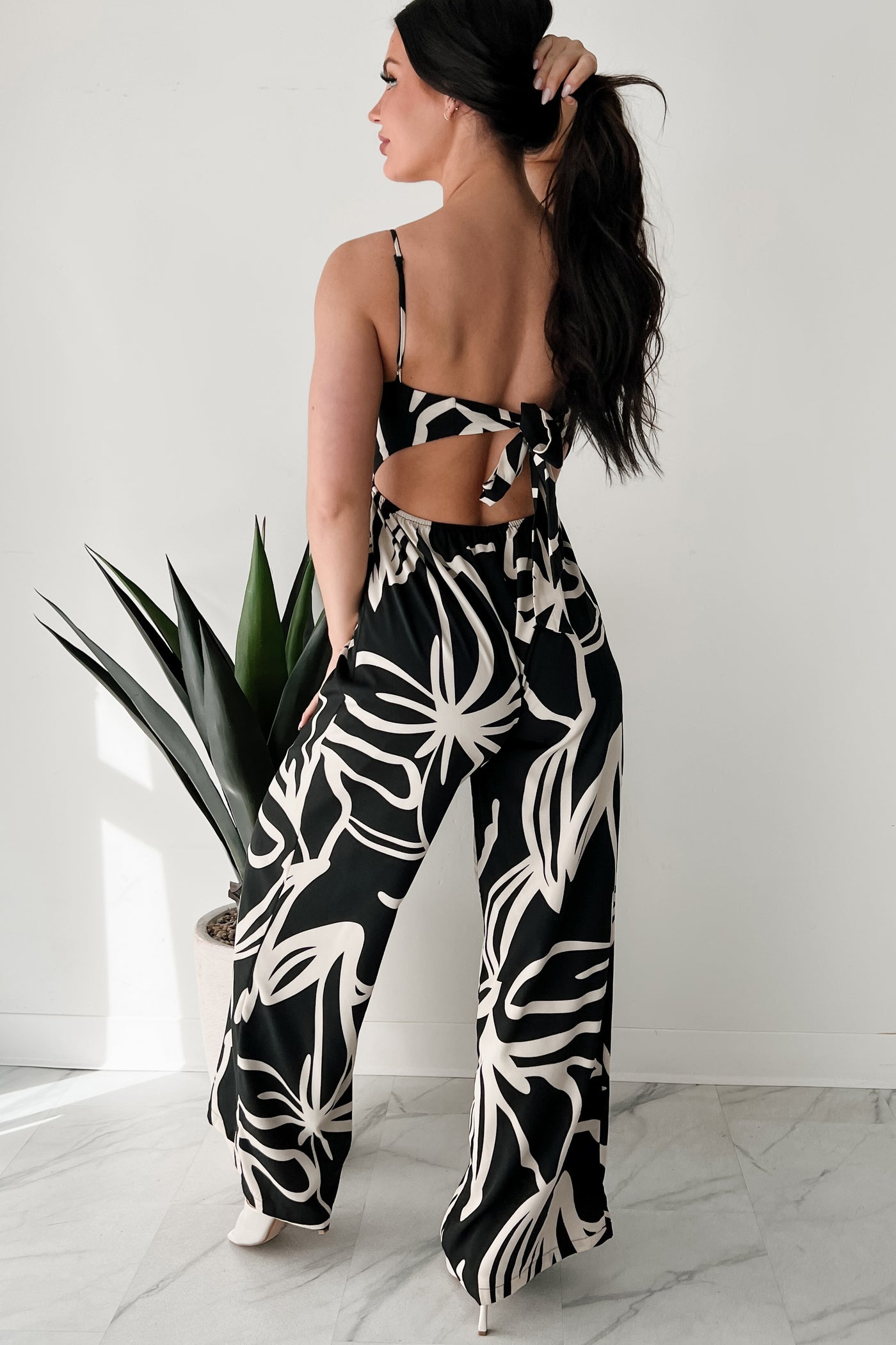 Born To Be Wild Printed Wide Leg Jumpsuit (Black/Ivory) - NanaMacs