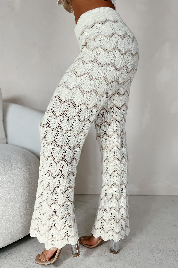 Better At The Beach Chevron Knit Pants (Ivory/Beige) - NanaMacs